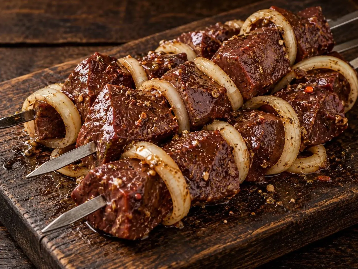 Шашлик з печінки яловичої маринований (сире)
